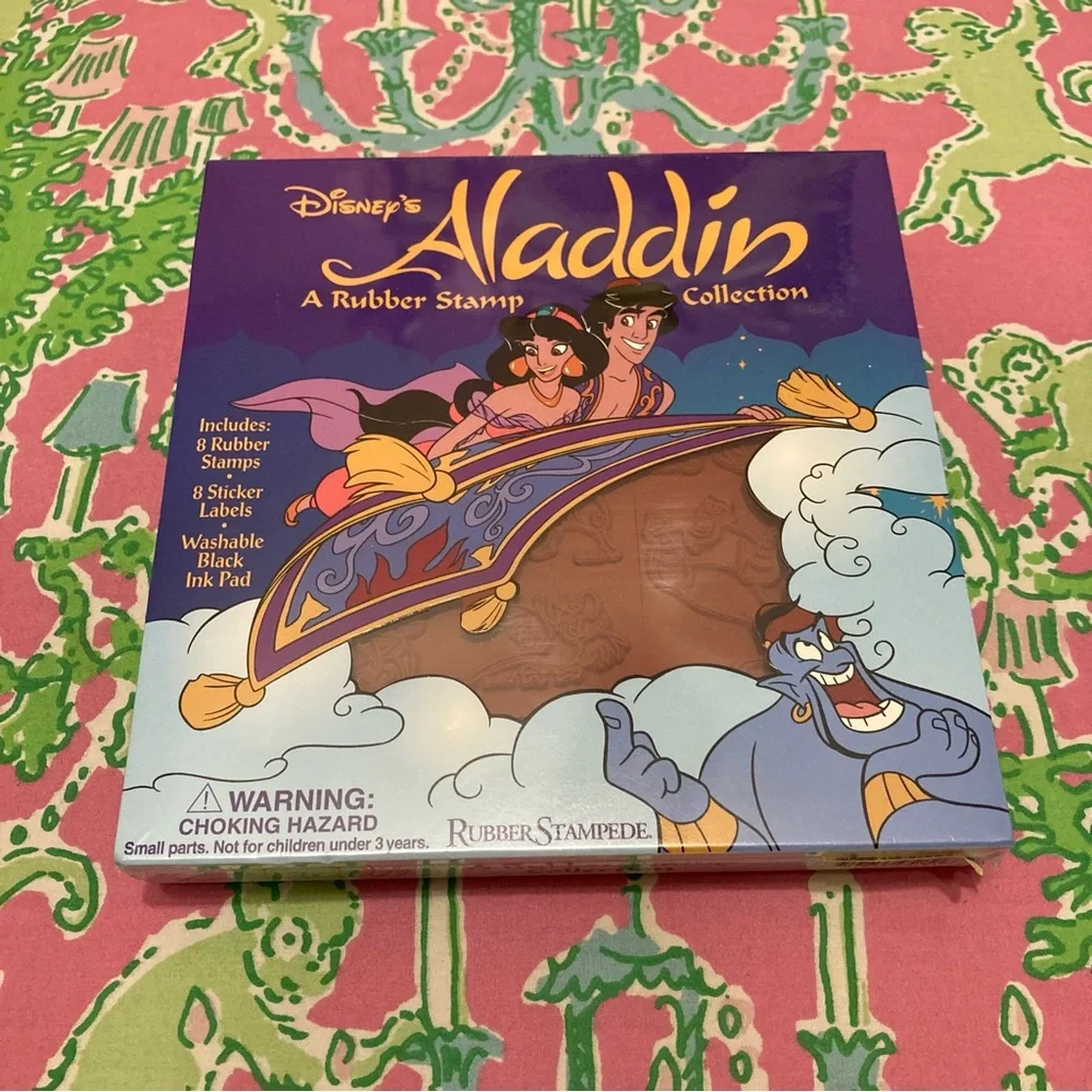Disney's Aladdin Rubber Stamp Story Box 8 Rubber Stamps W/ Ink Pad